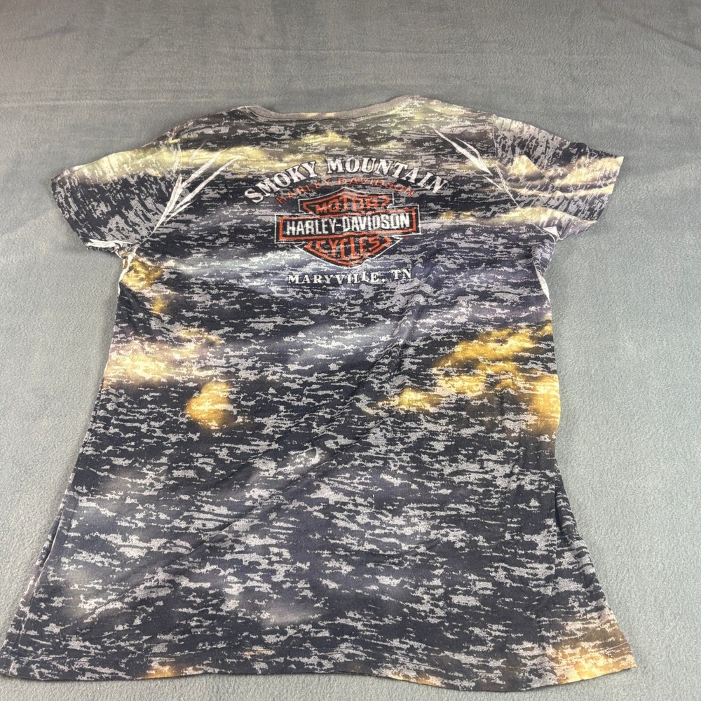 Harley-Davidson Smoky Mountain Maryville TN Graphic T-Shirt Greyโ Yellow XL USA